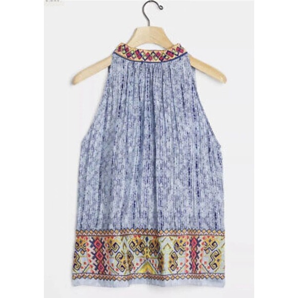 Anthropologie Tops - Anthropologie Bhanuni by Jyoti Jina Blue Halter Top Size Small